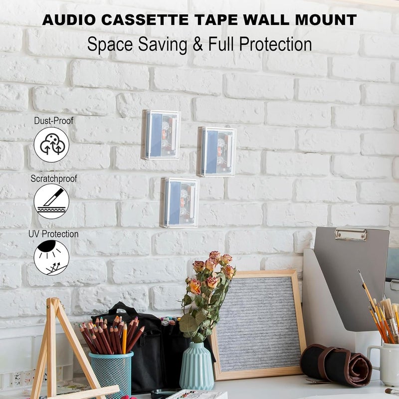 TXesign Audio Recording Cassette Tape Frame Display Case, Acrylic Cassette Tape Display Box for Wall and Tabletop Display, Standard-Size Cassette Tape Case Protector Case Wall Mount Case - Image 4